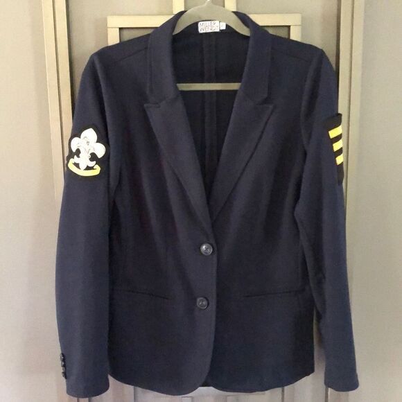 Miller Wendt Navy knit blazer jacket ￼military S - Picture 1 of 6